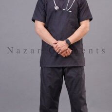 Black medical scrub for doctors at nazar garments