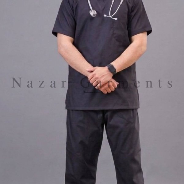 Black medical scrub for doctors at nazar garments