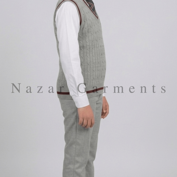 Official The City School grey V-neck winter uniform sweater by Nazar Garments