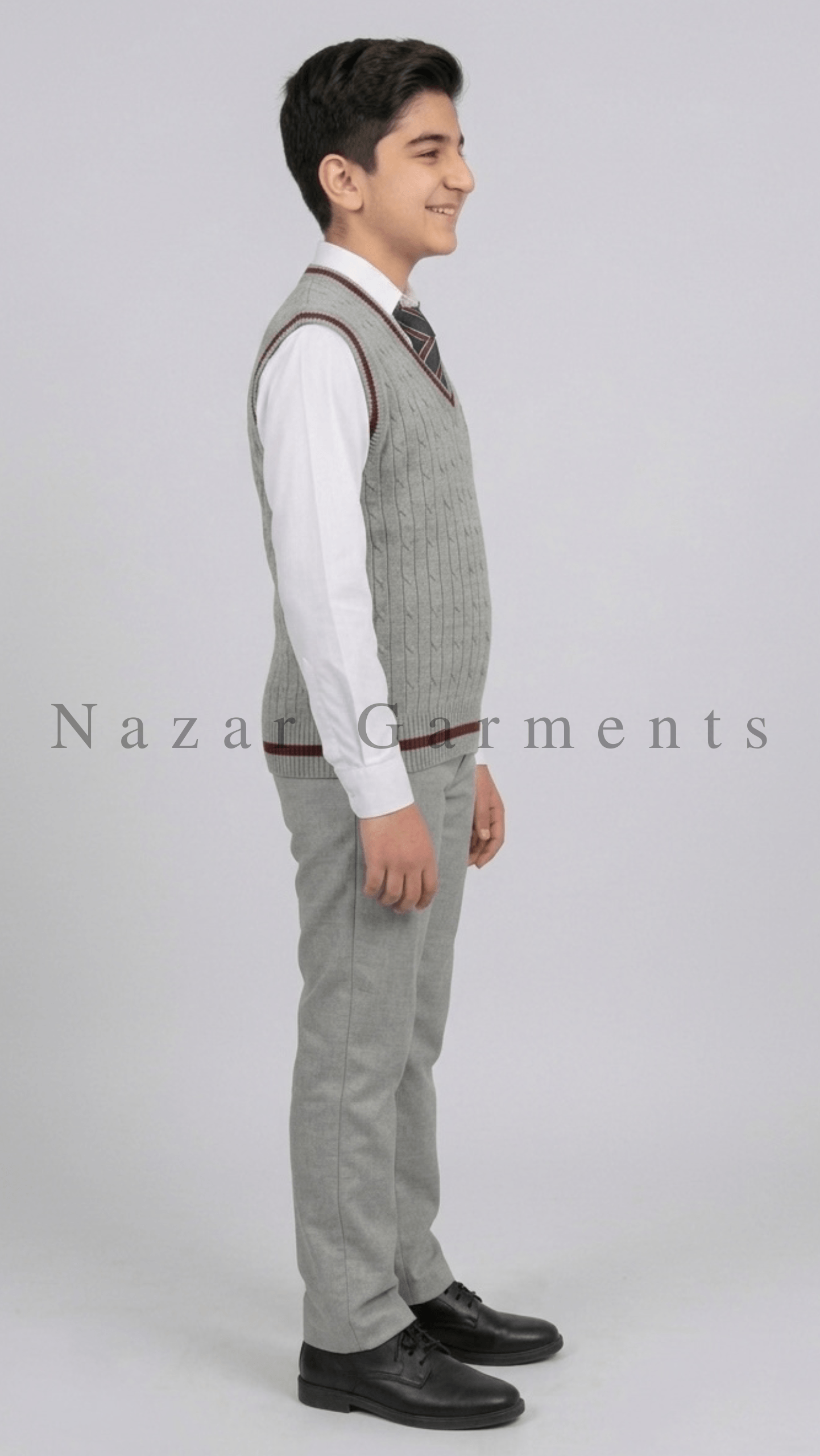 Official The City School grey V-neck winter uniform sweater by Nazar Garments