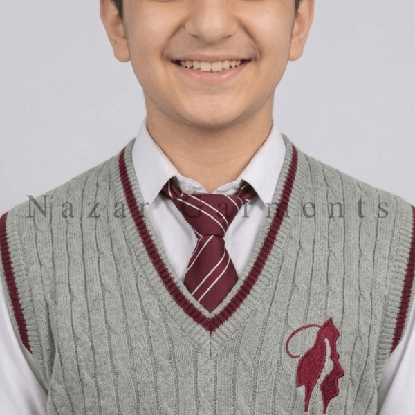 Official The City School grey V-neck winter uniform sweater by Nazar Garments