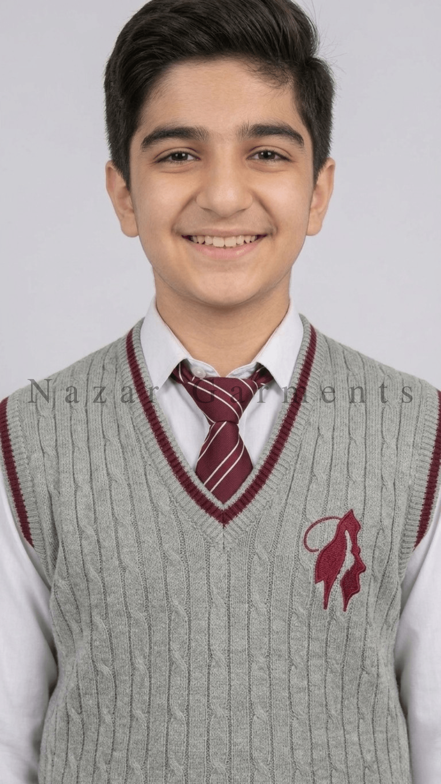 Official The City School grey V-neck winter uniform sweater by Nazar Garments